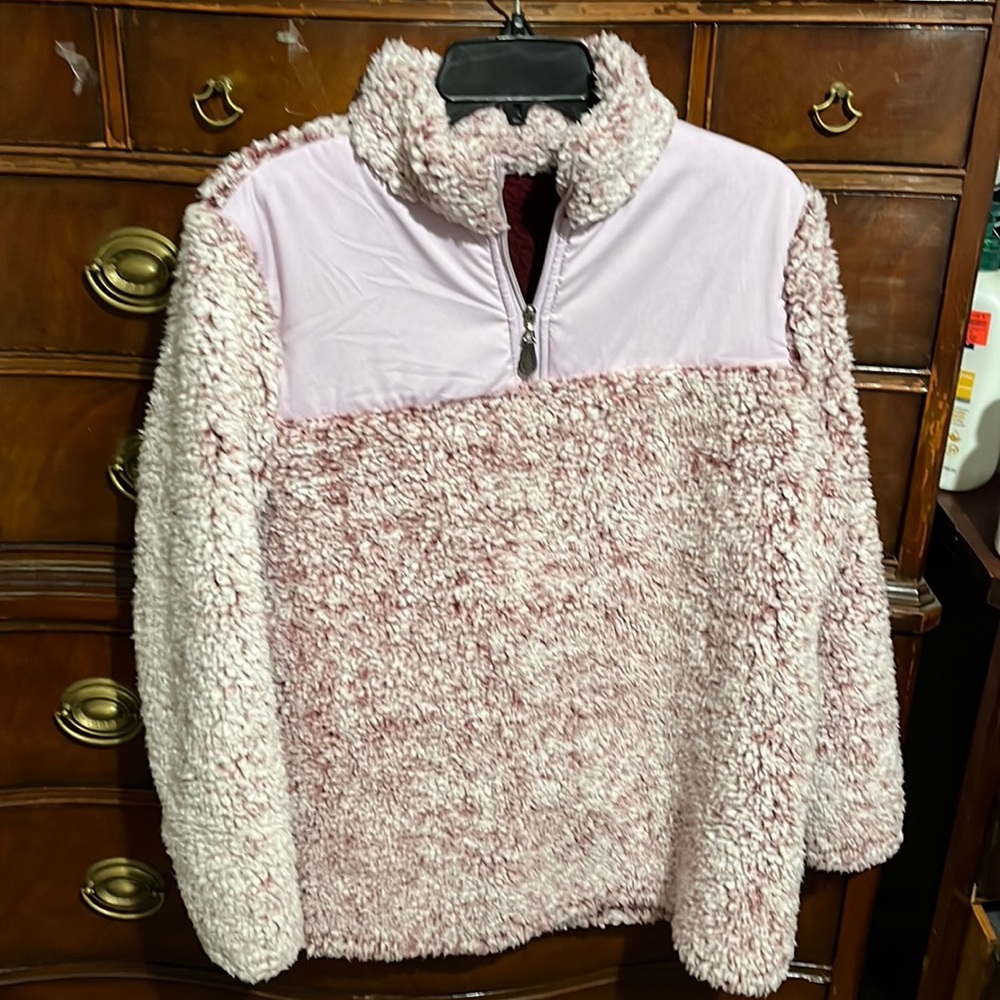 Fluffy pull over jacket